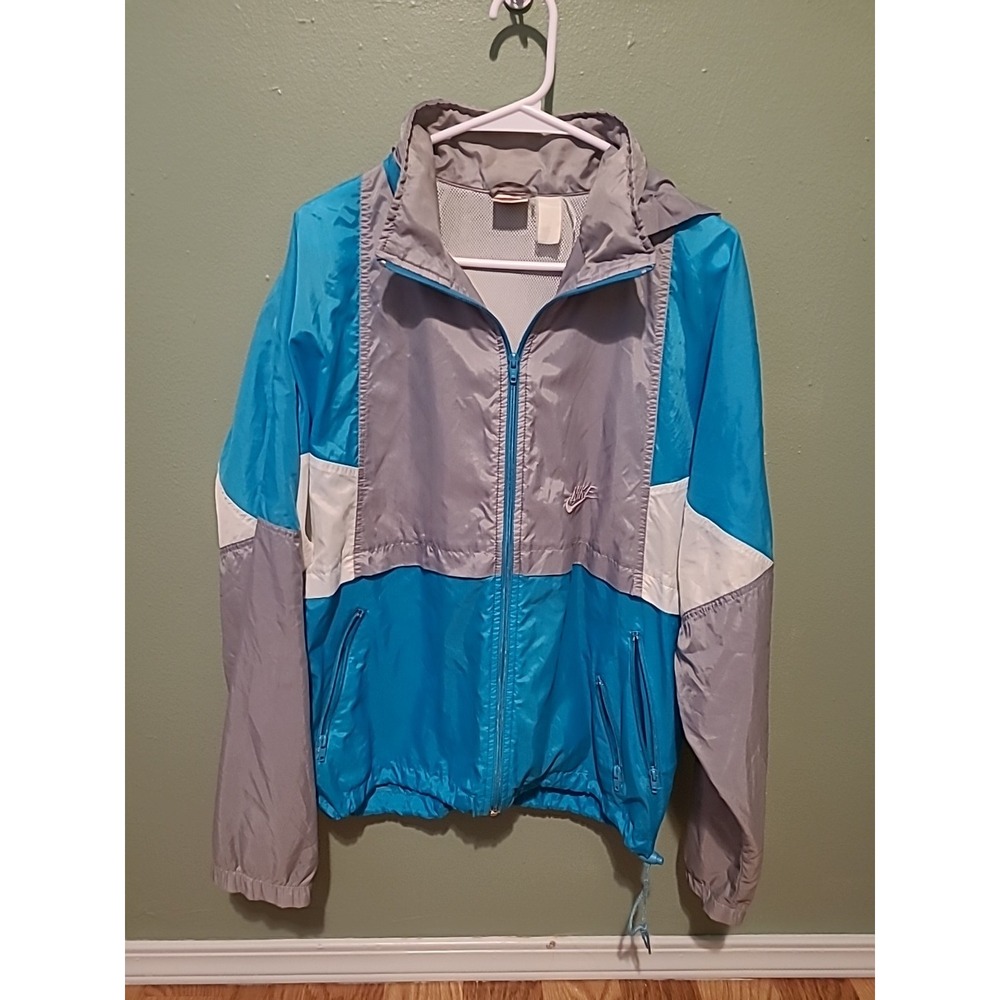 Vintage Nike 90s Silver Tag‎ Light Windbreaker Jacket Blue Gray Pullover Men's M
